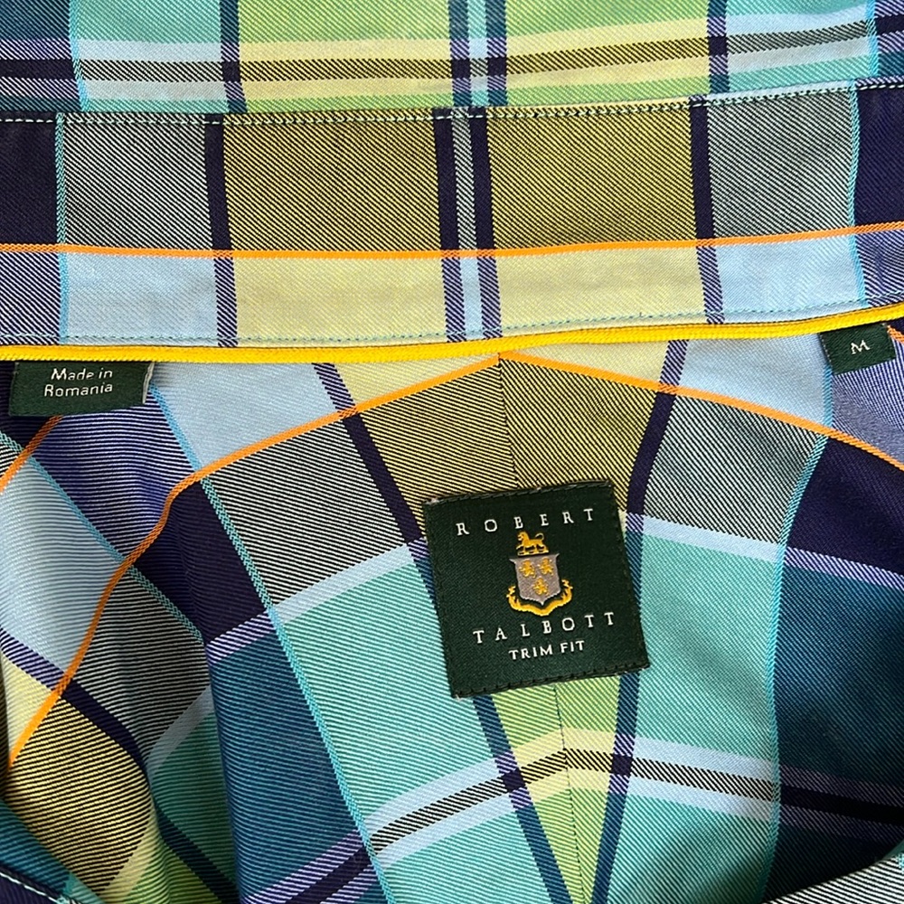 Robert Talbott Men’s Plaid Button Down Collared 100% Cotton Shirt, Size M - Picture 8 of 9